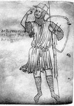 Рыцарь в шоссах и наколенниках, изображение Виллара де Оннекура, 1230 гг