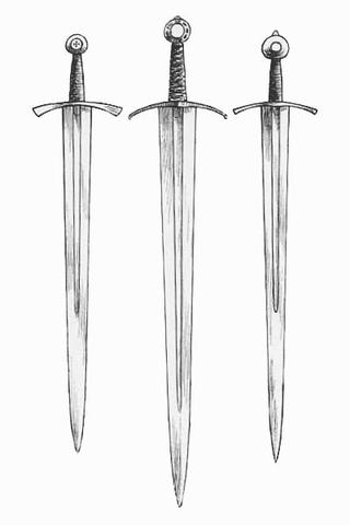 Иллюстрация мечей типа XIV по Окшотту