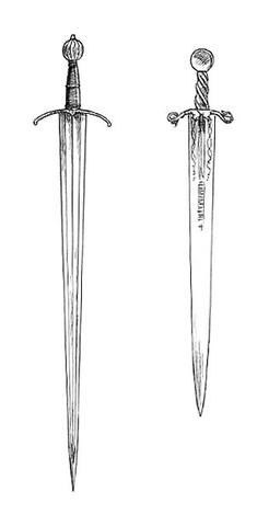 Иллюстрация мечей типов XXI и XXII по типологии Окшотта
