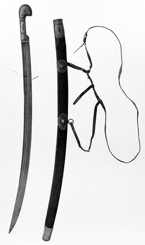 Кавказская шашка с клеймом «гурда», ножнами и портупеей, из собрания музея Ливрусткаммарен, Стокгольм, Швеция.