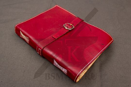 Тетрадь для записей с кожаной обложкой, состаренная, цвет красный