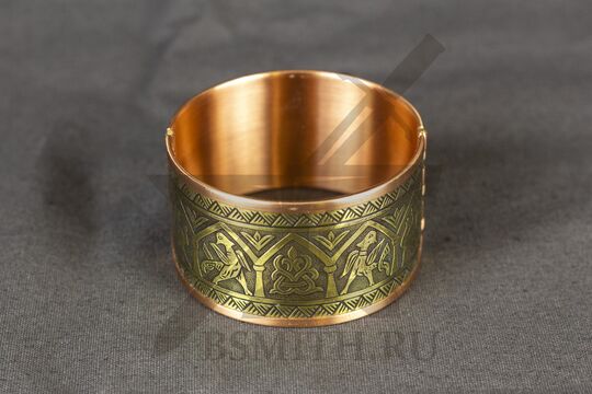 Створчатый средний браслет "Птицы у древа жизни" комбинированный