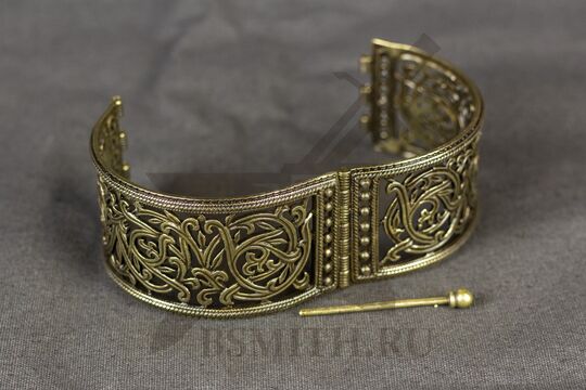 Браслет прорезной "Цветущий", латунь, фото 2