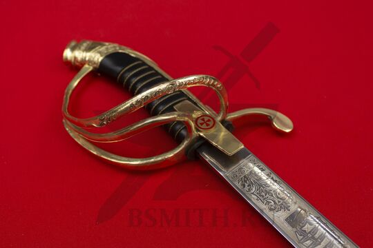 Палаш морской офицерский обр. 1855 года, эфес крупно по стороны клинка