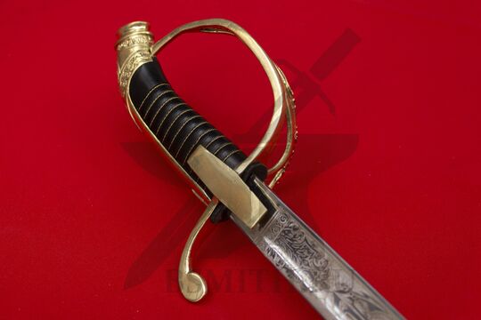 Палаш морской офицерский обр. 1855 года, эфес крупно по стороны клинка, фото 2