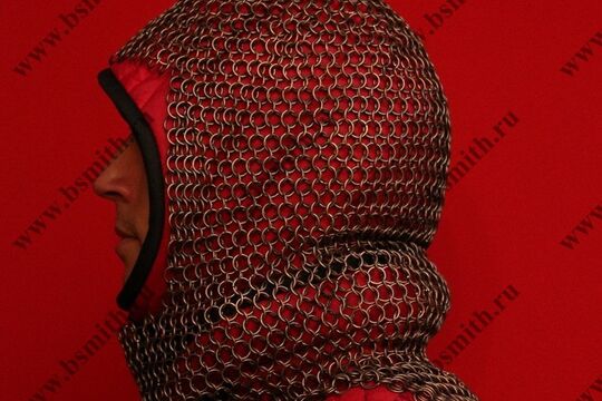 Койф кольчужный омедненный, 1.6х9 мм, прямоугольное ожерелье, фото 3