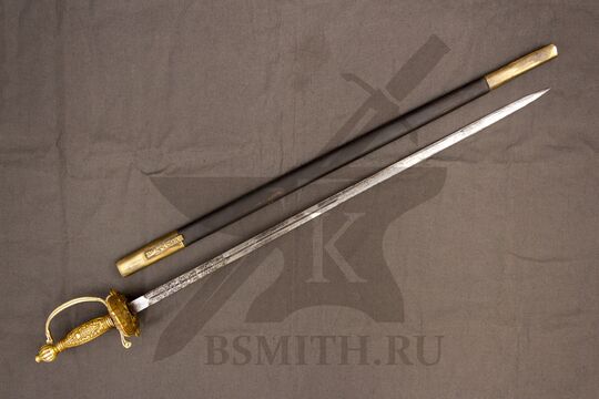 Шпага Елизаветинская образца 1740 года, состаренная, с ножнами