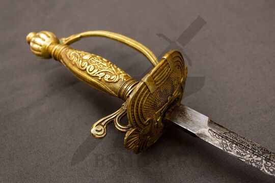 Шпага Елизаветинская образца 1740 года, состаренная, эфес крупно со стороны клинка