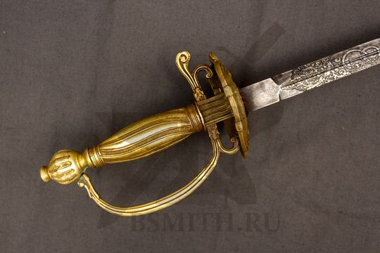 Шпага Елизаветинская образца 1740 года, состаренная, эфес крупно с другой стороны
