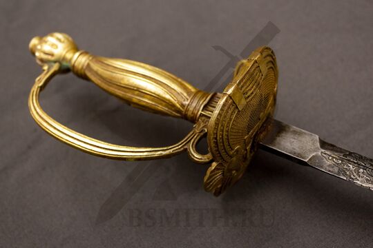 Шпага Елизаветинская образца 1740 года, состаренная, эфес со стороны клинка, фото 2