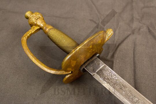 Шпага пехотная офицерская образца 1798 года, украшенная, состаренная, эфес крупно со стороны дужки