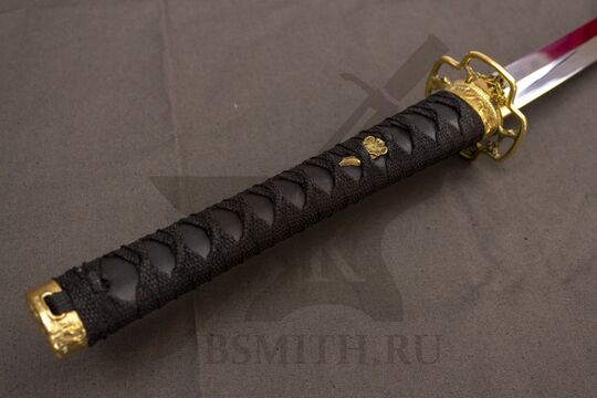 Катана с литым набором "Сакура", эфес крупно со стороны рукояти