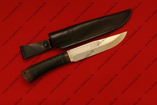 Нож "Шашлычный средний", рукоять наборная кожа, фото 2