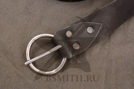 Пояс кожаный усиленный, черный, пряжка крупно