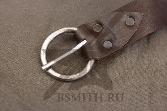Пояс кожаный усиленный, коричневый, пряжка крупно