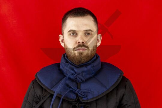 Оплечье стеганое, 3 слоя, грета, вид спереди, синий