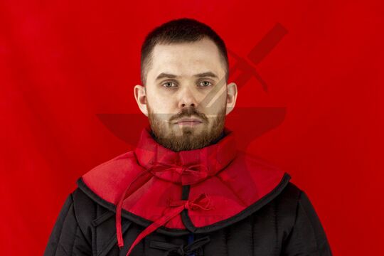 Оплечье стеганое, 3 слоя, грета, красный, вид спереди