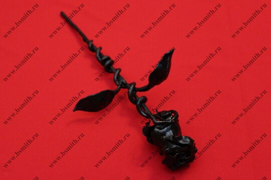 Кованая роза с змеей, цвет черный, фото 8