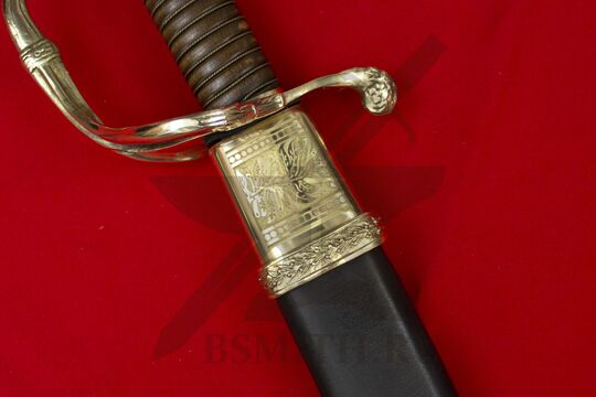 Сабля офицерская пехотная образца 1826 года, гравировка на устье ножен