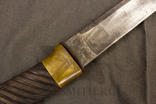 Шашка казачья рядовая образца 1881 года, состаренная, клеймо клинка с другой стороны крупно