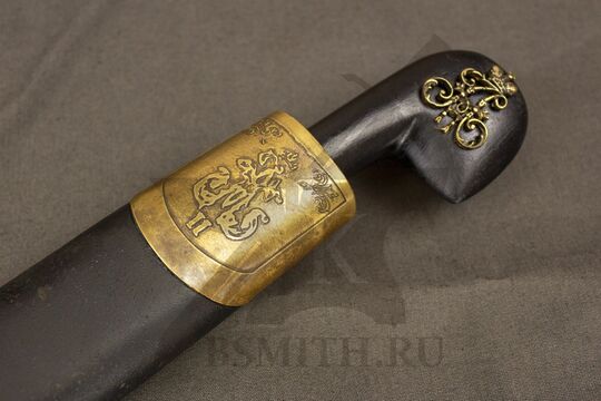 Шашка кавказская украшенная состаренная, в ножнах, устье крупно
