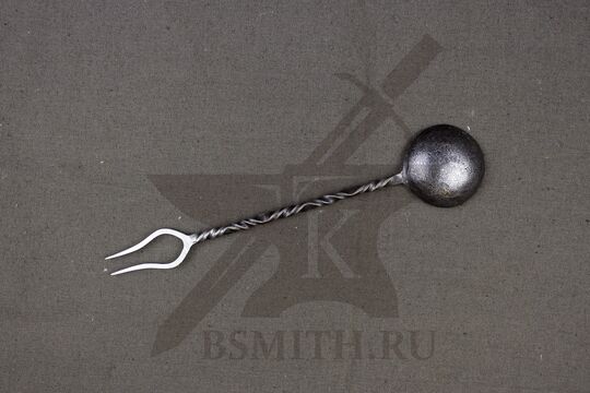 Ложка-вилка простая, 2 зуба, вид с обратной стороны