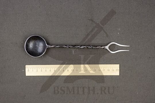 Ложка-вилка простая, 2 зуба, размеры