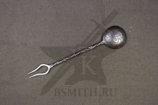 Ложка-вилка простая, 2 зуба, нержавейка (AISI304), вид с обратной стороны