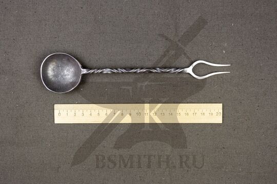 Ложка-вилка простая, 2 зуба, нержавейка (AISI304), размеры