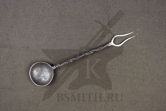 Ложка-вилка рифленая, 2 зуба, нержавейка (AISI304)