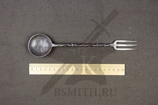 Ложка-вилка простая, 3 зуба, нержавейка (AISI304), размеры