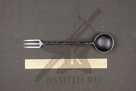 Ложка-вилка рифленая, 3 зуба, размеры