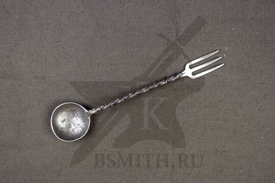 Ложка-вилка рифленая, 3 зуба, нержавейка (AISI304)