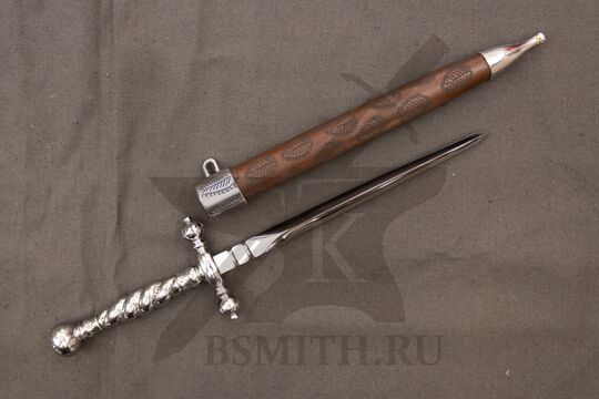 Стилет цельнометаллический, Италия, 17 век, с ножнами