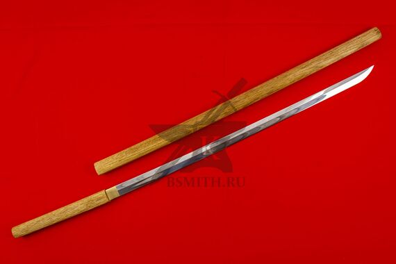Японский меч-посох сикомидзуэ с изогнутым клинком с ножнами
